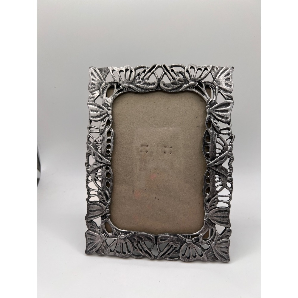 Photo Frame Ornate Silver Tone Metal Butterfly 3.5x5" Cottagecore Whimsy Garden